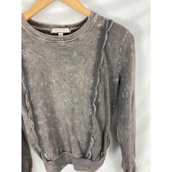 Eri + Ali Weckerlie Scalloped Acid Wash Sweatshirt Size XS - Picture 3 of 5